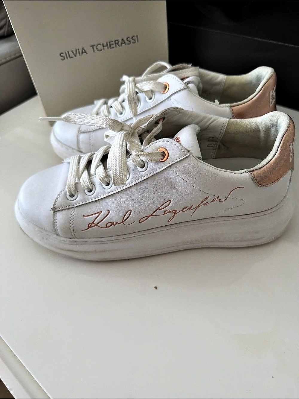Karl Lagerfeld Kapri Signature Sneaker Women's White & Pink Sneakers